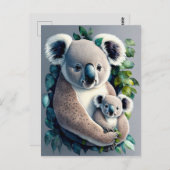 Moeder Koala Beer en een baby, waterverf Briefkaart (Voorkant / Achterkant)