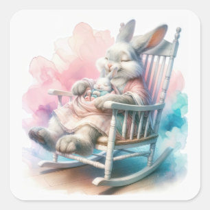 Moeder konijn met een Baby konijn Vierkante Sticker