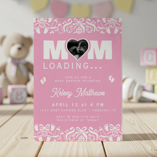 Moeder laadt ultrasone foto Roze baby shower Kaart