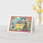 MOEDER LADYBUG EN KINDEREN, KNOP BUBBLE BATH Blank Kaart (Gele Bloem)