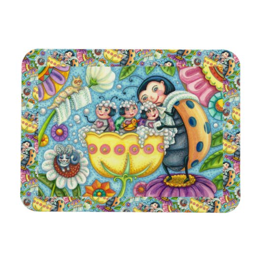 MOEDER LADYBUG EN KINDEREN, KNOP BUBBLE BATH MAGNEET (Horizontaal)
