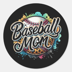 Moeder Leopard Spel Dag Moederdag Vrouwen Softbal Ronde Sticker