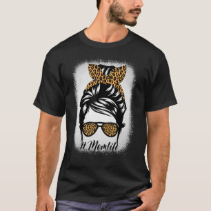 Moeder leven gebleekt mam leven luipaard bril romm t-shirt