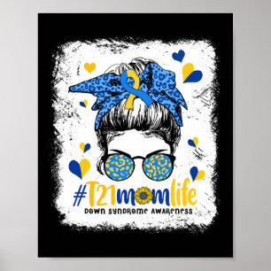 Moeder Leven Messy Bun Down Syndroom Bewustzijn Poster