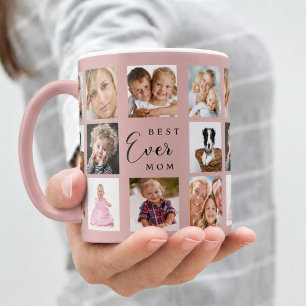 Moeder mama fotocollage stoffig roze roze koffiemok