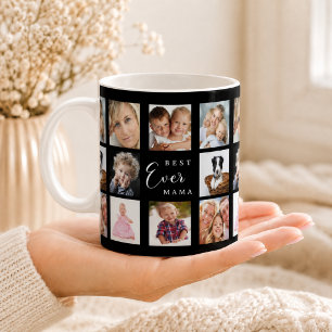 Moeder mama fotocollage zwart wit koffiemok