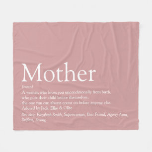 Moeder mama mama Definitie Stusty Roos Roze Fleece Deken