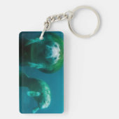 Moeder manatee met haar kalf in Crystal River Sleutelhanger (achterkant)