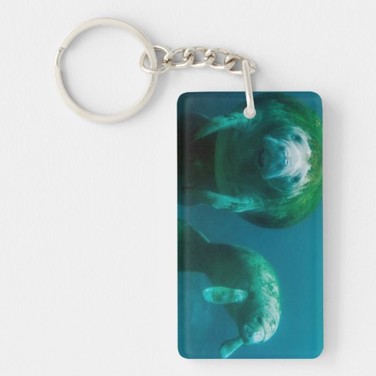 Moeder manatee met haar kalf in Crystal River Sleutelhanger (Voorkant)