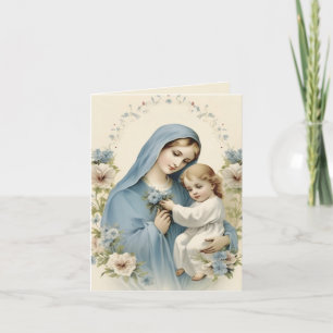 Moeder Maria Baby Jesus Floral Religious Bedankkaart
