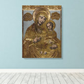 Moeder Maria Christus Kind Gouden Lithograaf 1872 Canvas Afdruk (Insitu (Houten vloer))