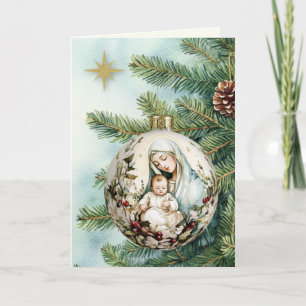 Moeder Maria Jezus Waterverf Kerst Feestdagen Kaart