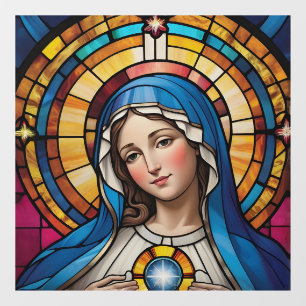 Moeder Maria Kleurrijk Glas in lood Maagd Maria Raamsticker