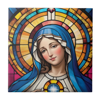 Moeder Maria Kleurrijk Glas in lood Maagd Maria Tegeltje
