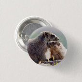 Moeder Marmot met Baby Ronde Button 3,2 Cm (Voorkant /achterkant)