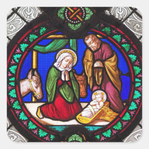 Moeder Mary Baby Jesus Glas in lood Stickers