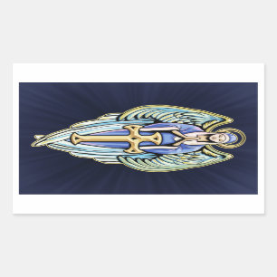 Moeder Mary Guardian Angel Cross Design Rechthoekige Sticker