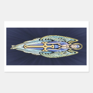 Moeder Mary Guardian Angel Cross Design Rechthoekige Sticker