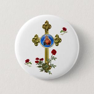 Moeder Mary Ronde Button 5,7 Cm