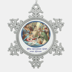 moeder Mary Tin Sneeuwvlok Ornament