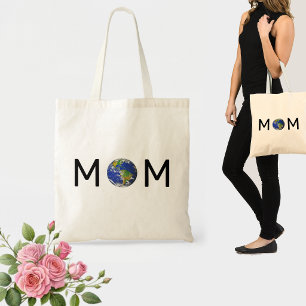 Moeder met aarde planeet tote bag