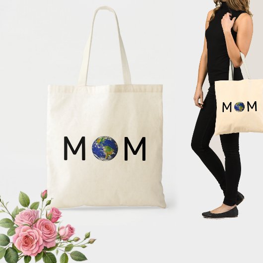 Moeder met aarde planeet tote bag