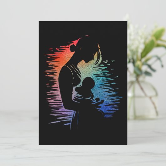 Moeder met haar baby, moeder en haar baby schets, feestdagenkaart (Staand voorkant)