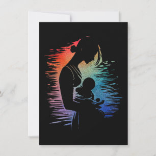 Moeder met haar baby, moeder en haar baby schets, feestdagenkaart