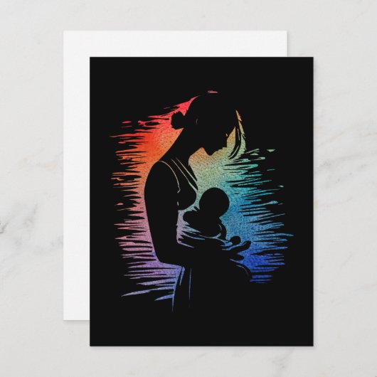 Moeder met haar baby, moeder en haar baby schets, notitiekaartje (Voorkant / Achterkant)