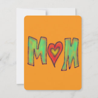 Moeder Met Hart Hand Getekende Kunst Geel Notitiekaartje