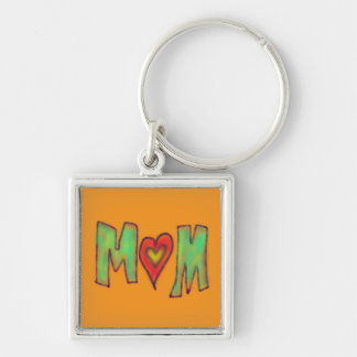Moeder Met Hart Hand Getekende Kunst Geel Sleutelhanger
