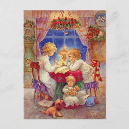 moeder met kinderen aan de tafel briefkaart (Voorkant)