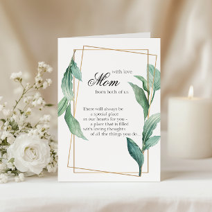 Moeder met liefde groen en goud tropische bladeren kaart