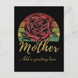 Moeder met vervormde Retro Sunset Red Rose Briefkaart