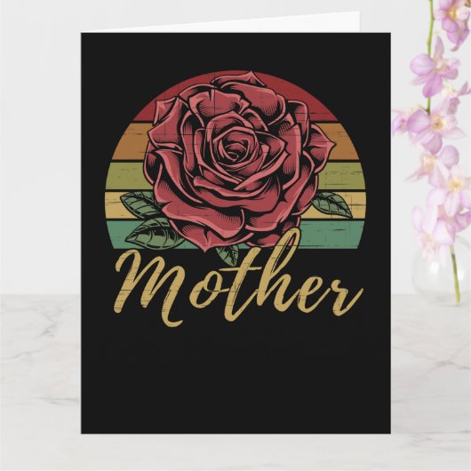 Moeder met vervormde Retro Sunset Red Rose Kaart (Orchidee)