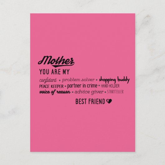 Moeder, mijn beste vriend feestdagenkaart (Voorkant)
