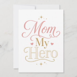 Moeder Mijn Held Elegante Roze Goud Typografie Bedankkaart