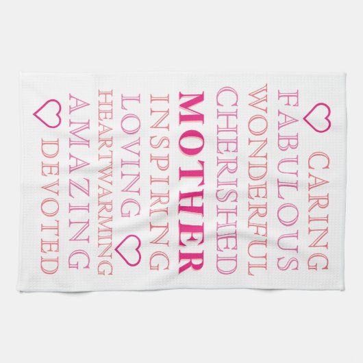 Moeder moderne typografie roze hart theedoek (Horizontaal)