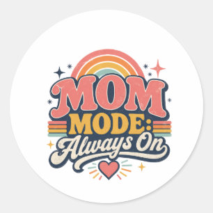 Moeder Modus Altijd Aan Retro Moederdag Cadeau Ronde Sticker
