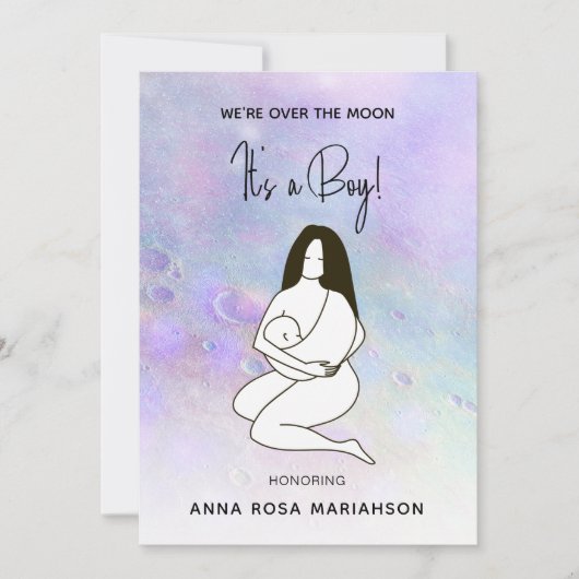 * Moeder Moeder houdt Baby Moon Crater Shower Boy Kaart (Voorkant)