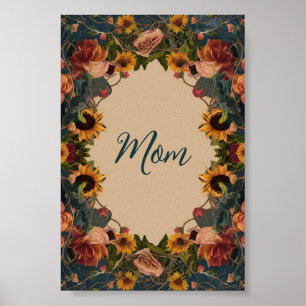 "Moeder" moederdag elegante zonnebloem  Poster
