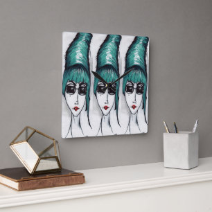 Moeder Monster Blauwgroen Beehive Sunglazen Pop Ar Vierkante Klok