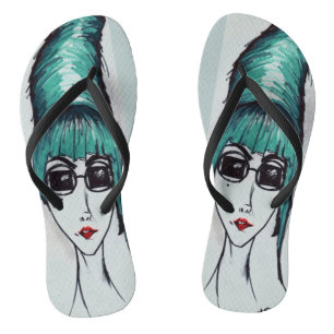 Moeder Monster Teal Bijenkorf Pop Art Tekening Teenslippers