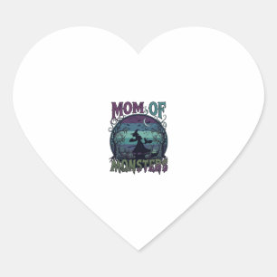 Moeder Monsters Halloween Heks Maan Pompoenen Begr Hart Sticker