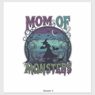 Moeder Monsters Halloween Heks Maan Pompoenen Begr Sticker
