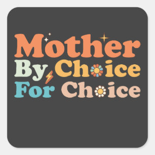 Moeder naar keuze voor Groovy Retro Vierkante Sticker