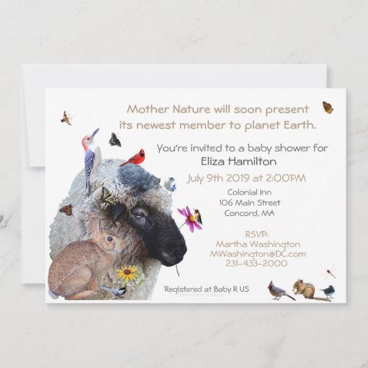 Moeder Natuur Baby shower uitnodiging: Kaart (Voorkant)