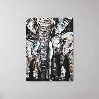 Moeder Olifant en haar Dochters Canvas Afdruk