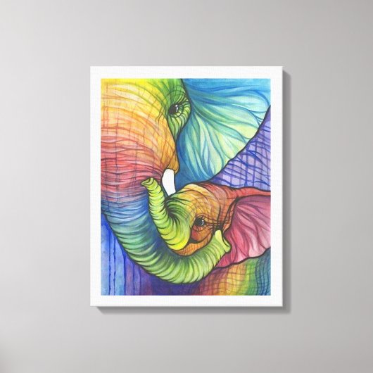 Moeder Olifant en Kind Canvas Afdruk (Voorkant)