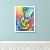 Moeder Olifant en Kind Canvas Afdruk (Insitu (Houten vloer))